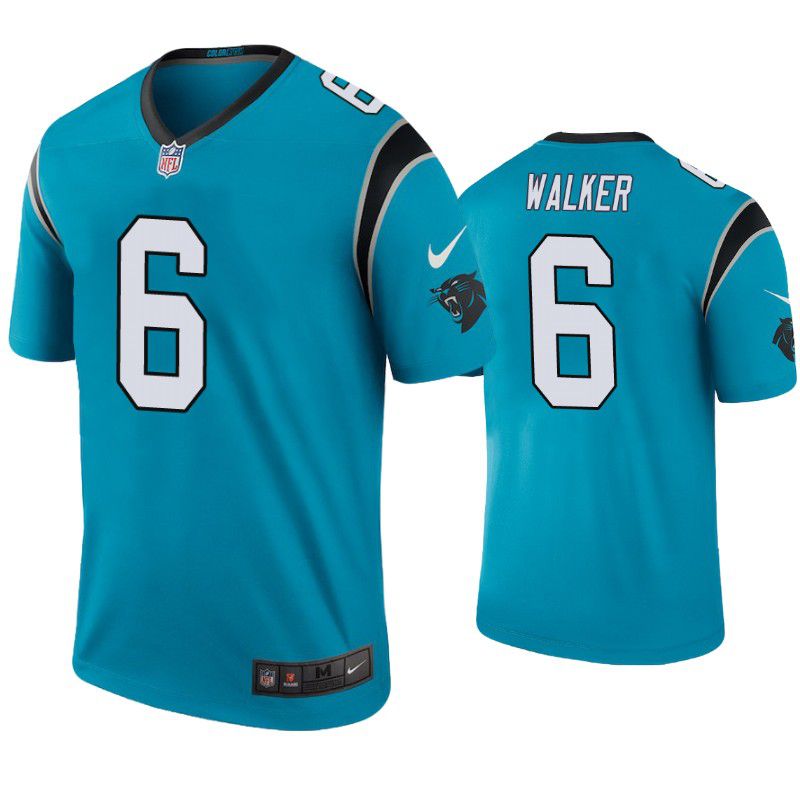 Men Carolina Panthers 6 P.J. Walker Nike Blue Color Rush Legend NFL Jersey
